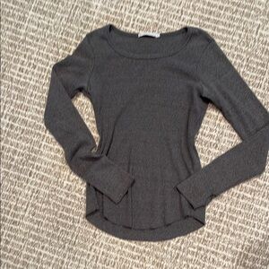 ALTERNATIVE Gray Long Sleeve Ribbed Tunic Top with thumb holes Sz Sm